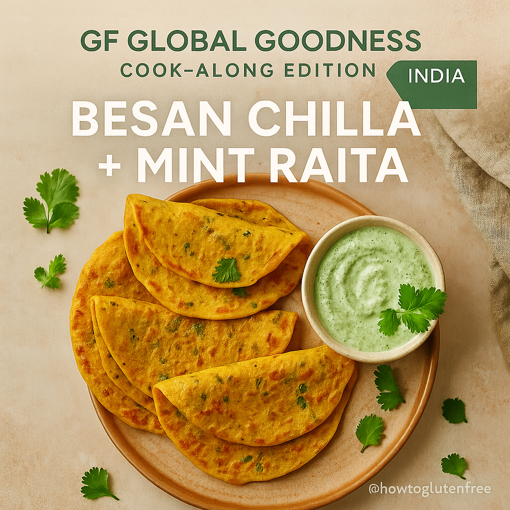 Gluten-free Gluten-Free Besan Chilla (Indian Chickpea Pancake) with Mint Raita