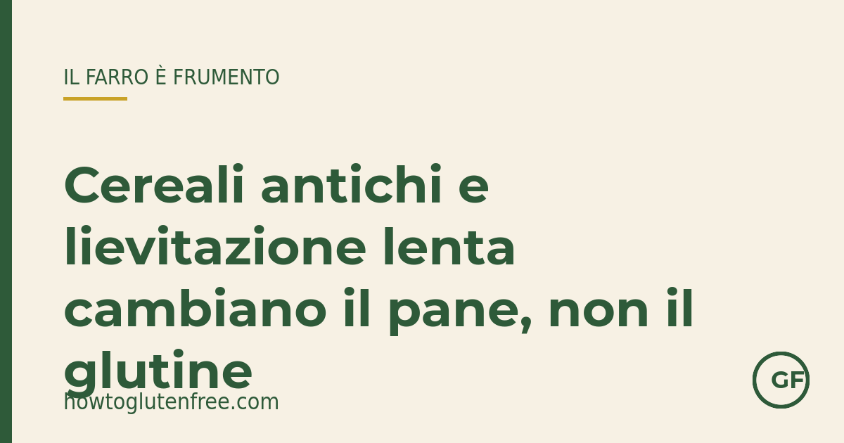 Grafica mito HTGF: il farro è frumento e la pasta madre contiene ancora glutine