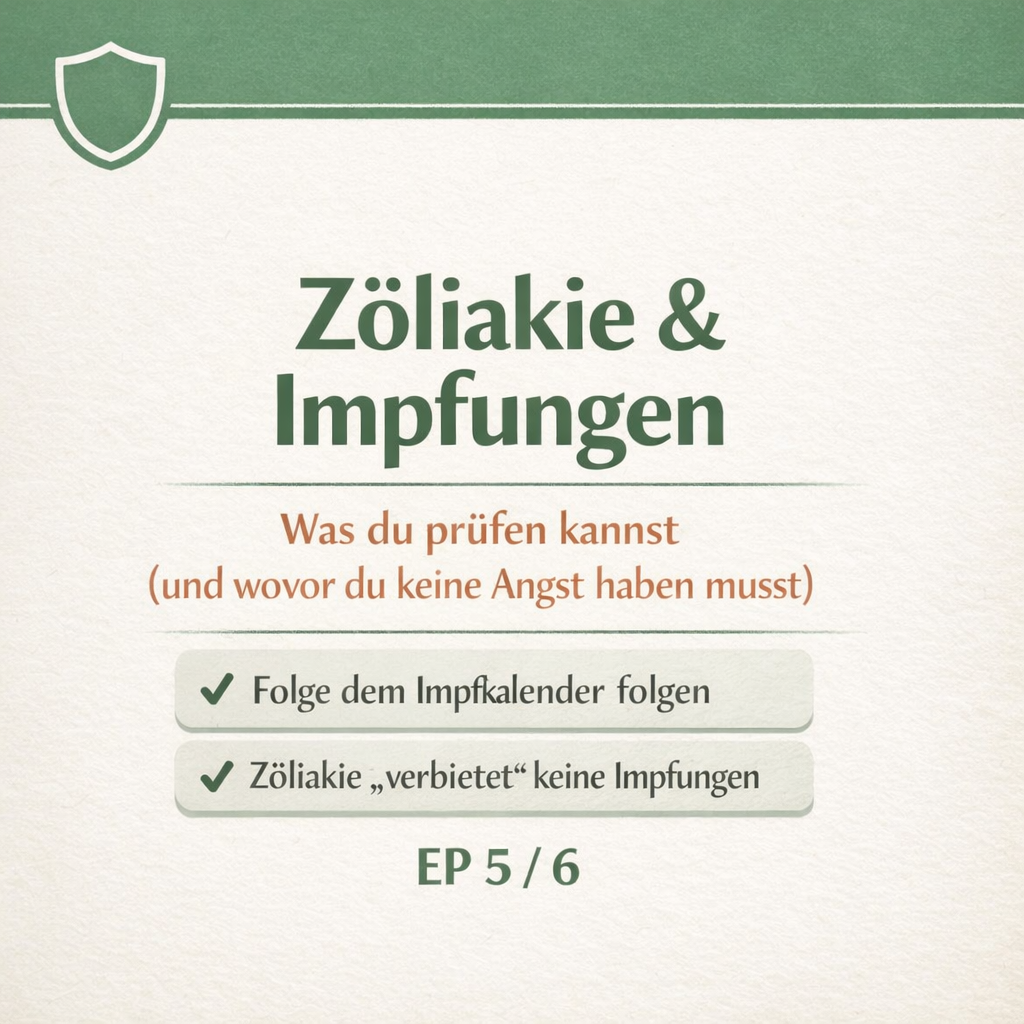Zöliakie und Impfungen – was du prüfen kannst und wovor du keine Angst haben musst, mit einem Schutzschild-Symbol, aus der @howtoglutenfree Reihe Zöliakie & Co.