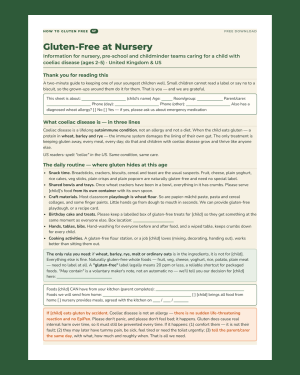 Gluten-Free at Nursery & Kita — Info Sheet for Carers of 2–5-Year-Olds (EN · DE · IT)
